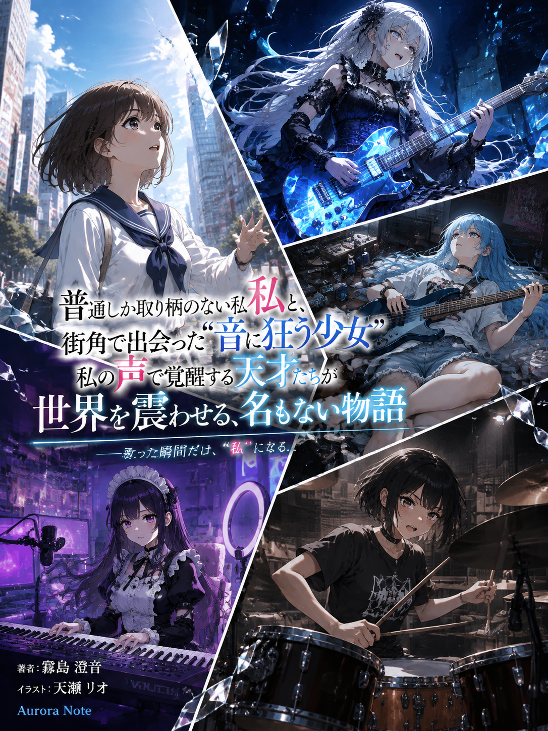 Light Novel Cover with Multi-Character Band Layout - 墨图 AI 生成