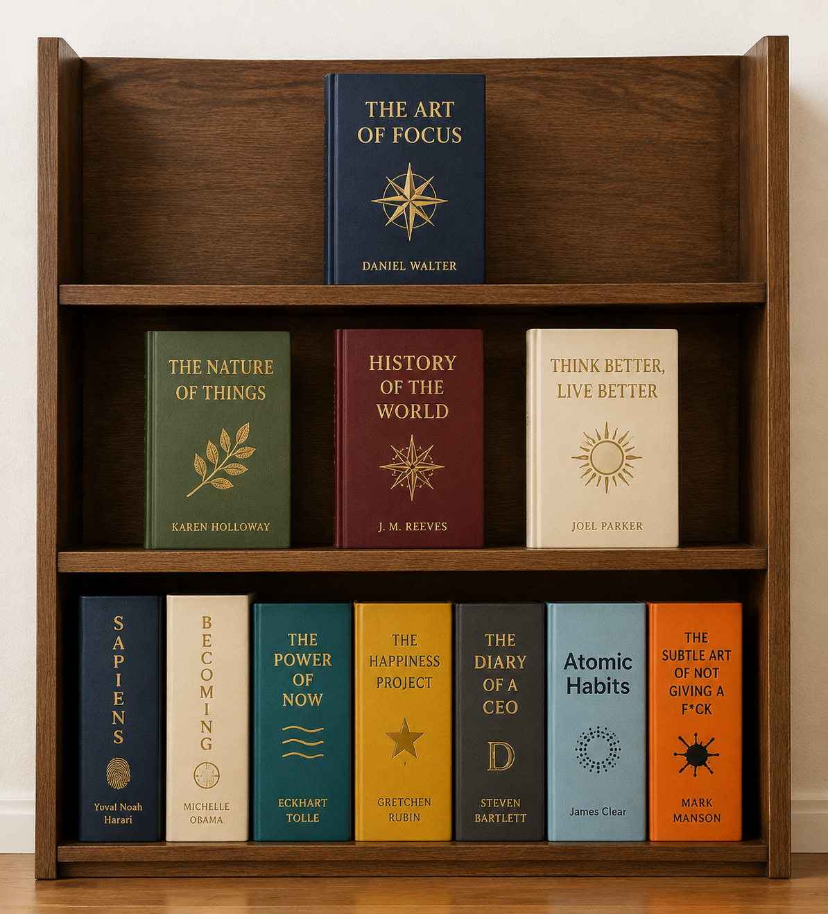 Curated Bookshelf with Specific Titles - 墨图 AI 生成