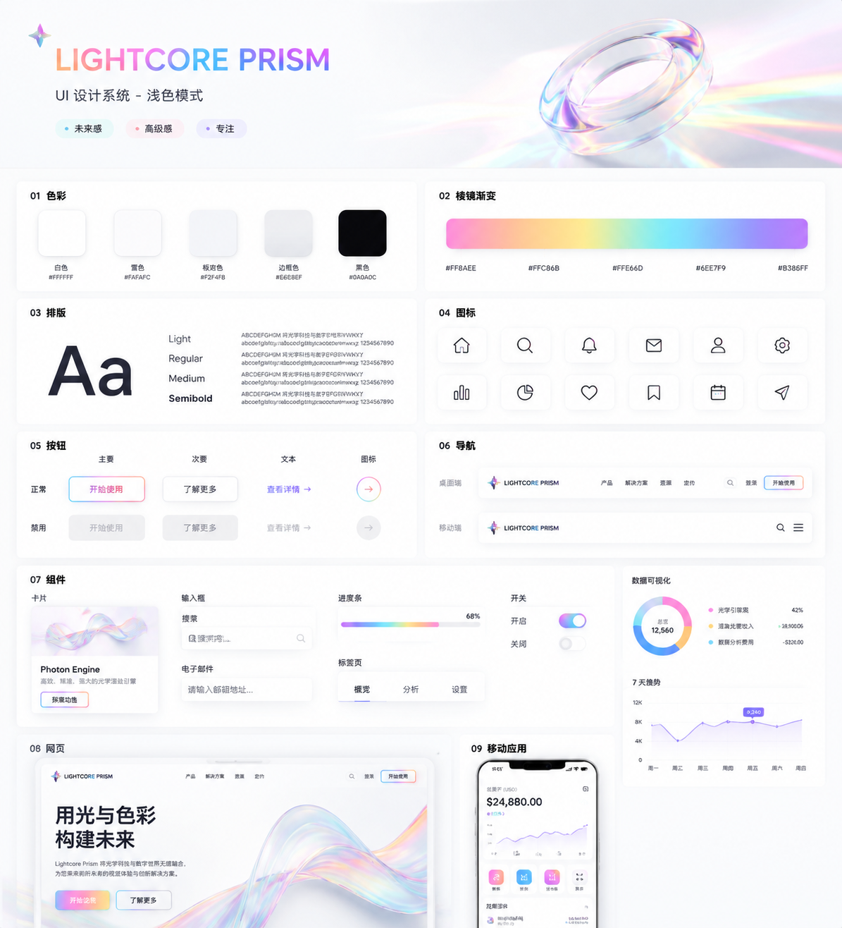 浅色模式 UI 设计系统项目 - 墨图 AI 生成