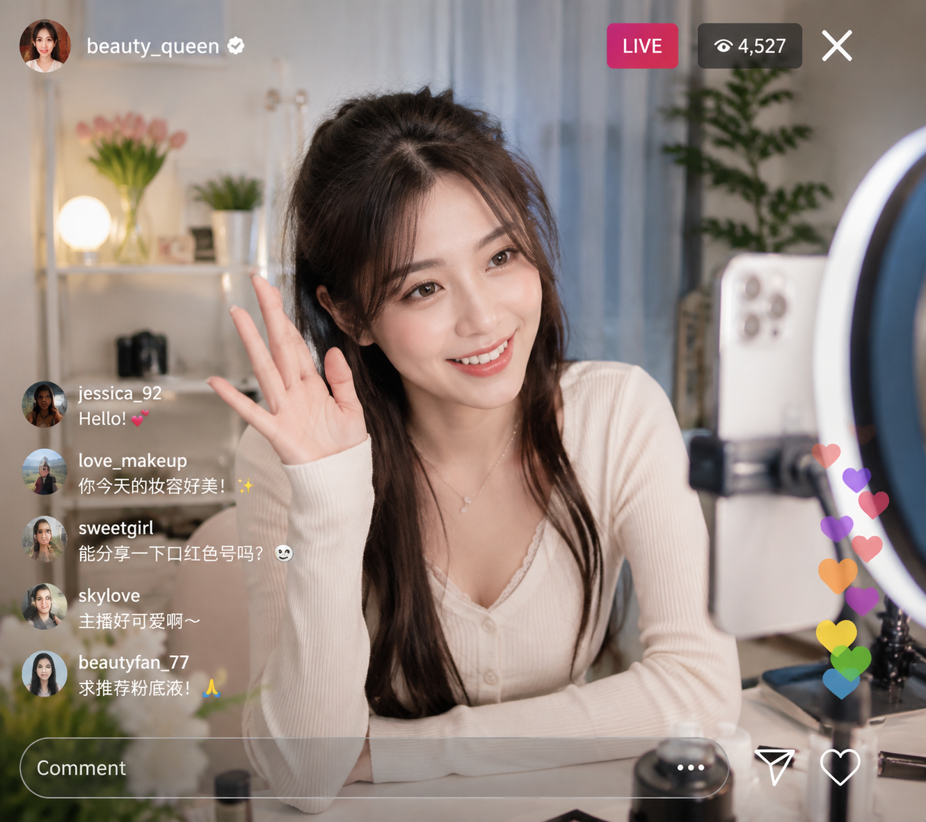 Instagram 直播网红场景 - 墨图 AI 生成