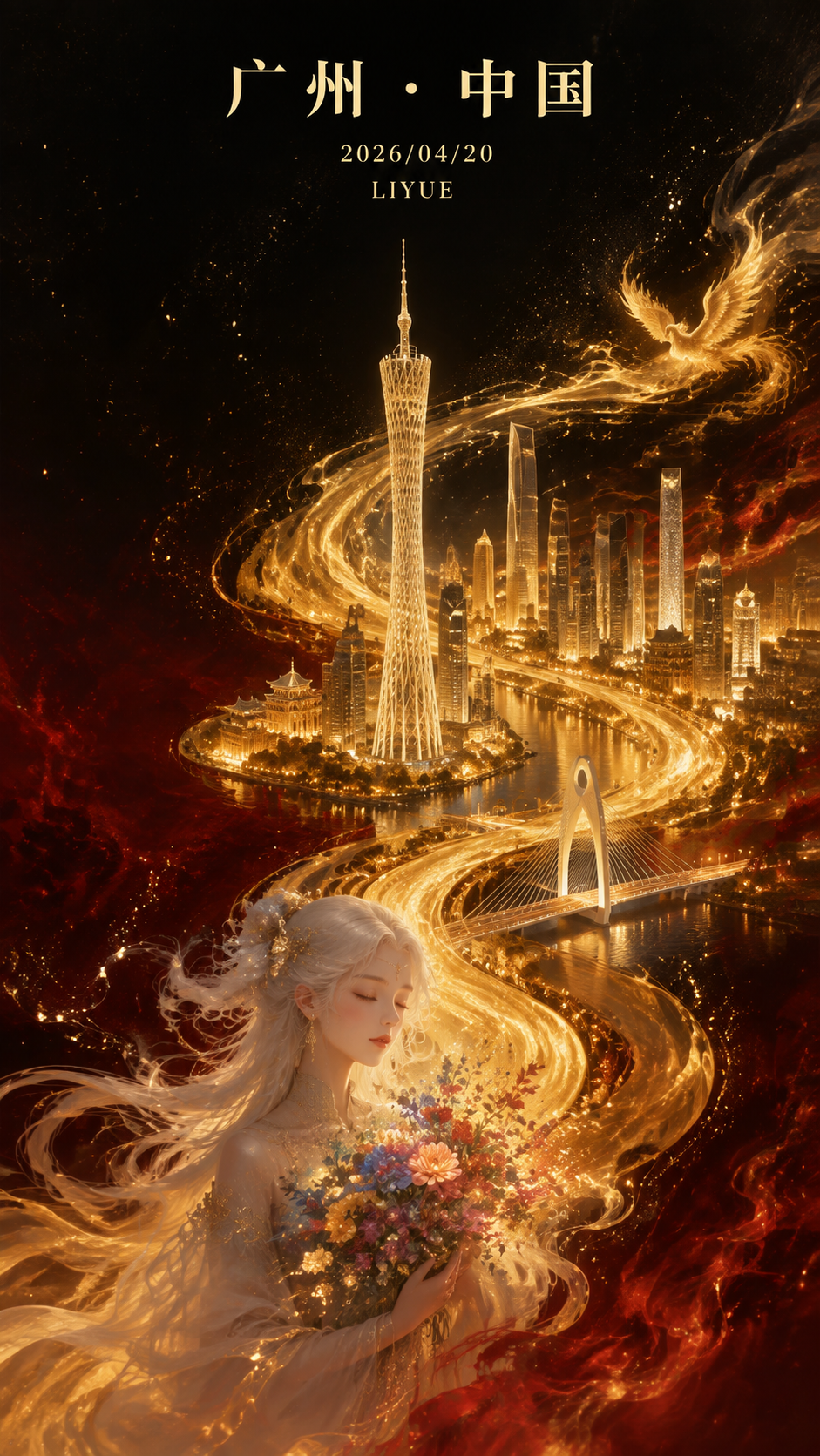 Oriental Fantasy City Poster - 墨图 AI 生成