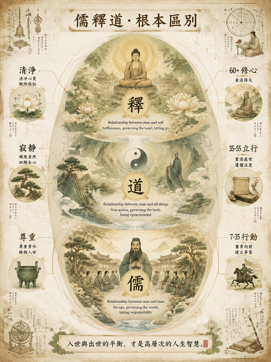 Eastern Mythology Infographic Manuscript - 墨图 AI 生成