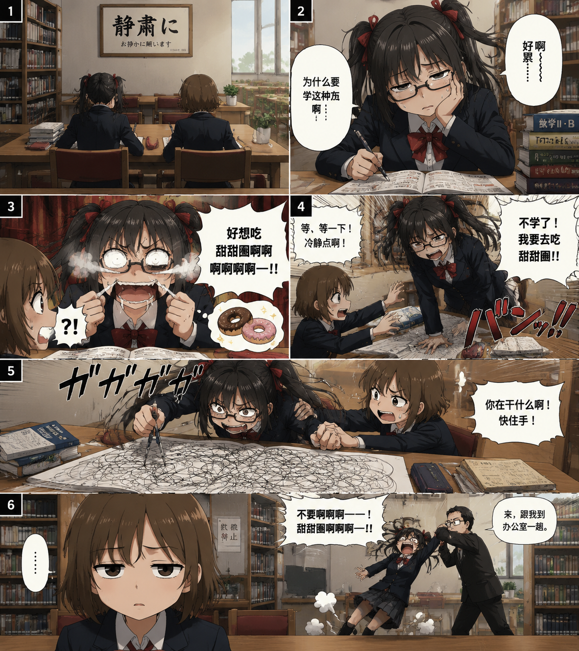 6 格喜剧漫画页面 - 墨图 AI 生成