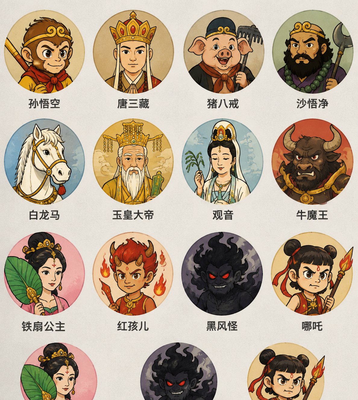 神话角色头像网格 - 墨图 AI 生成