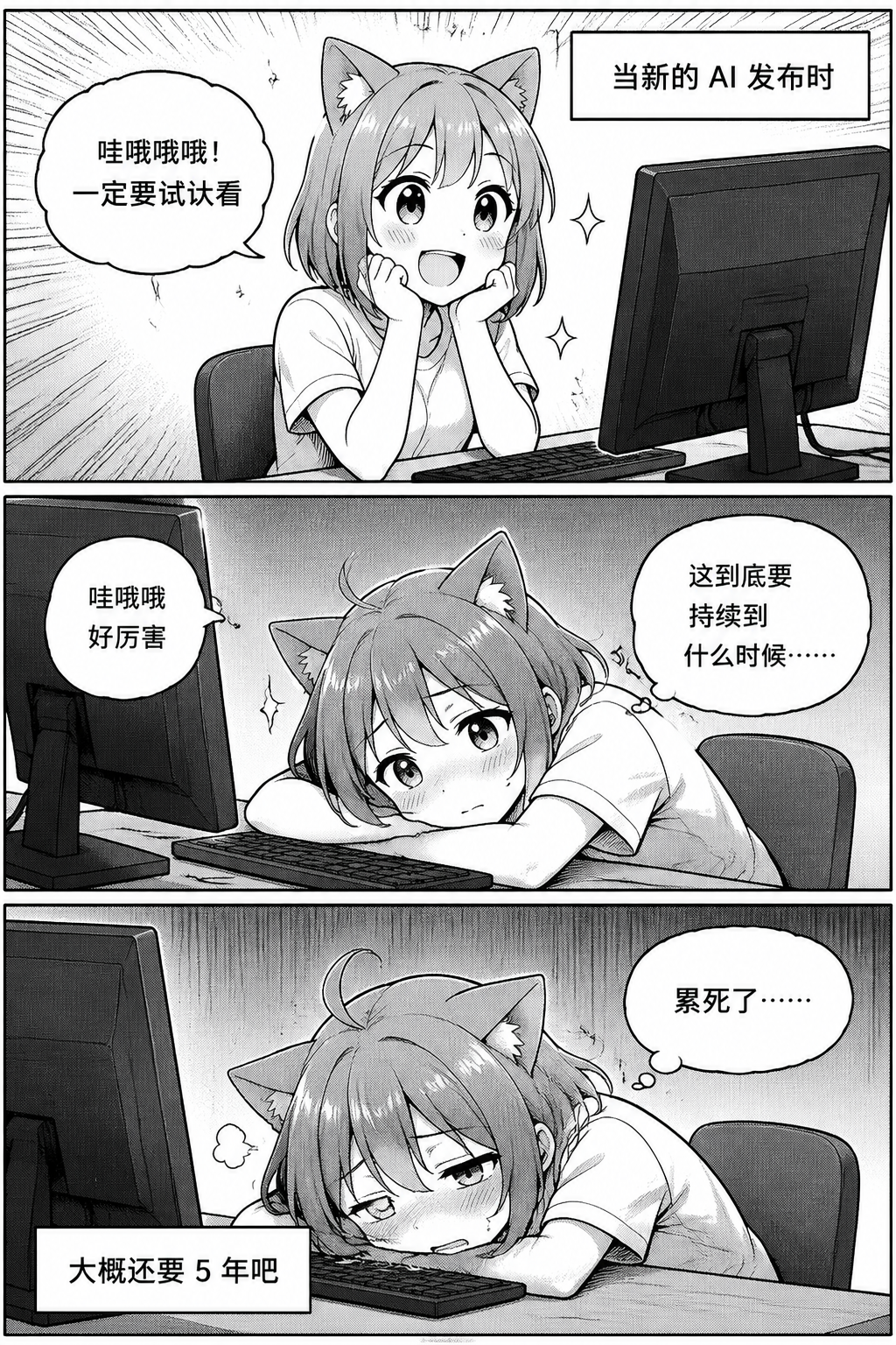 三格动漫连环画 - 墨图 AI 生成
