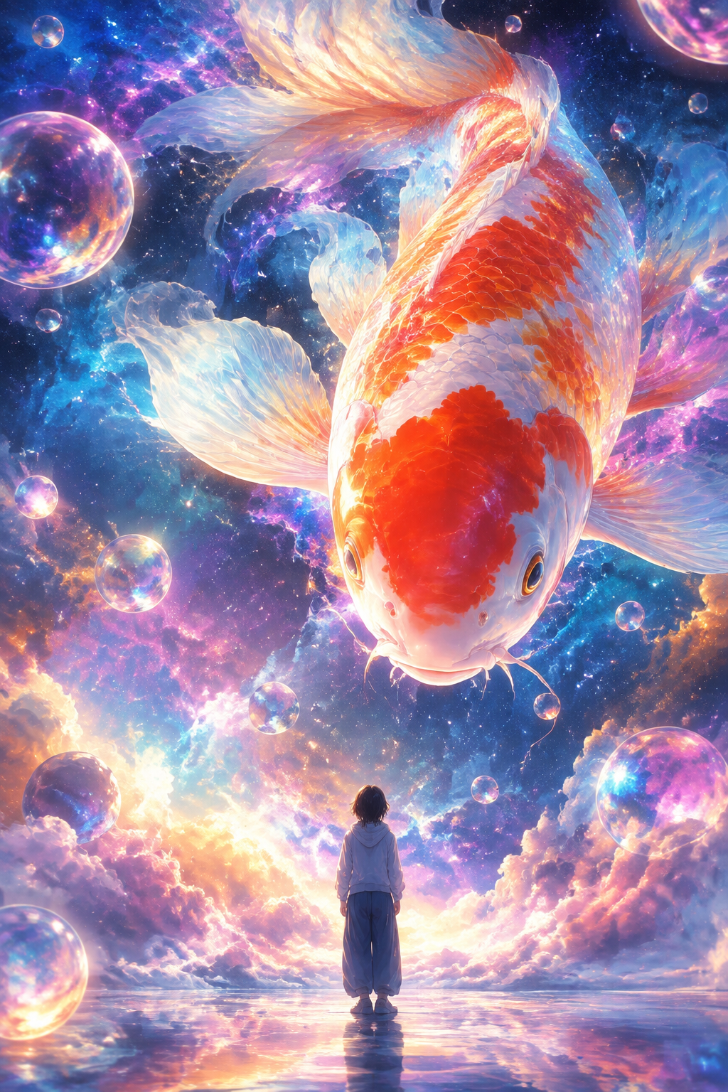 超现实主义锦鲤插画提示词 - 墨图 AI 生成