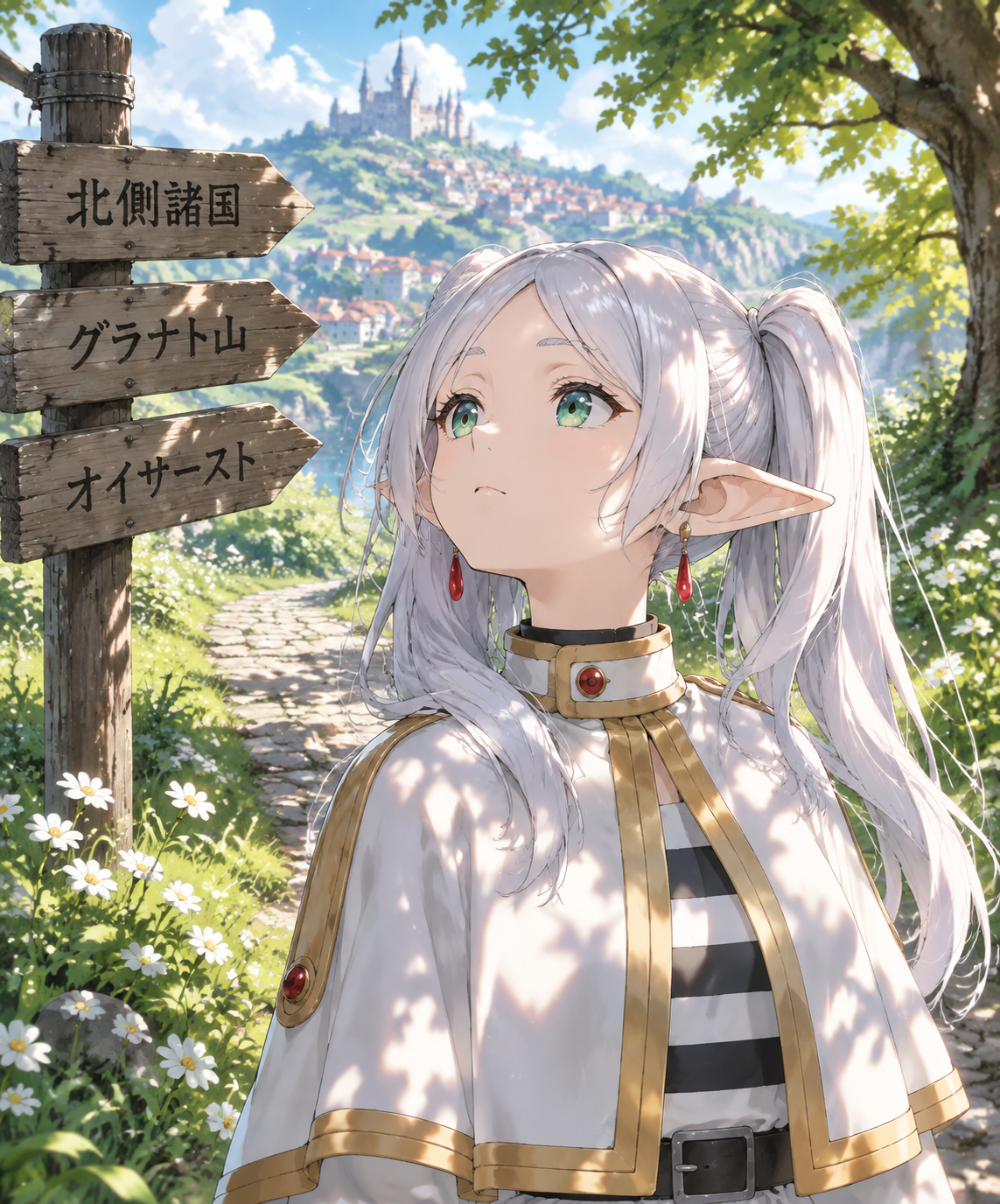 森林小径上的动漫精灵少女 - 墨图 AI 生成