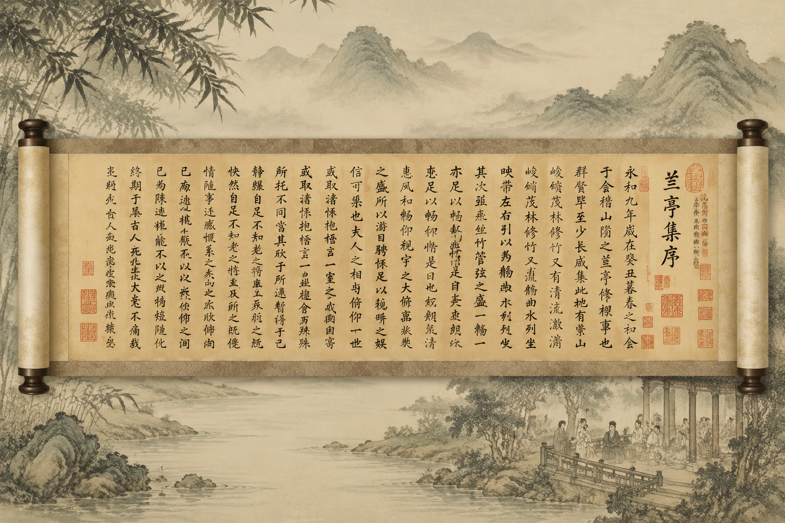 古典书法卷轴提示词 - 墨图 AI 生成