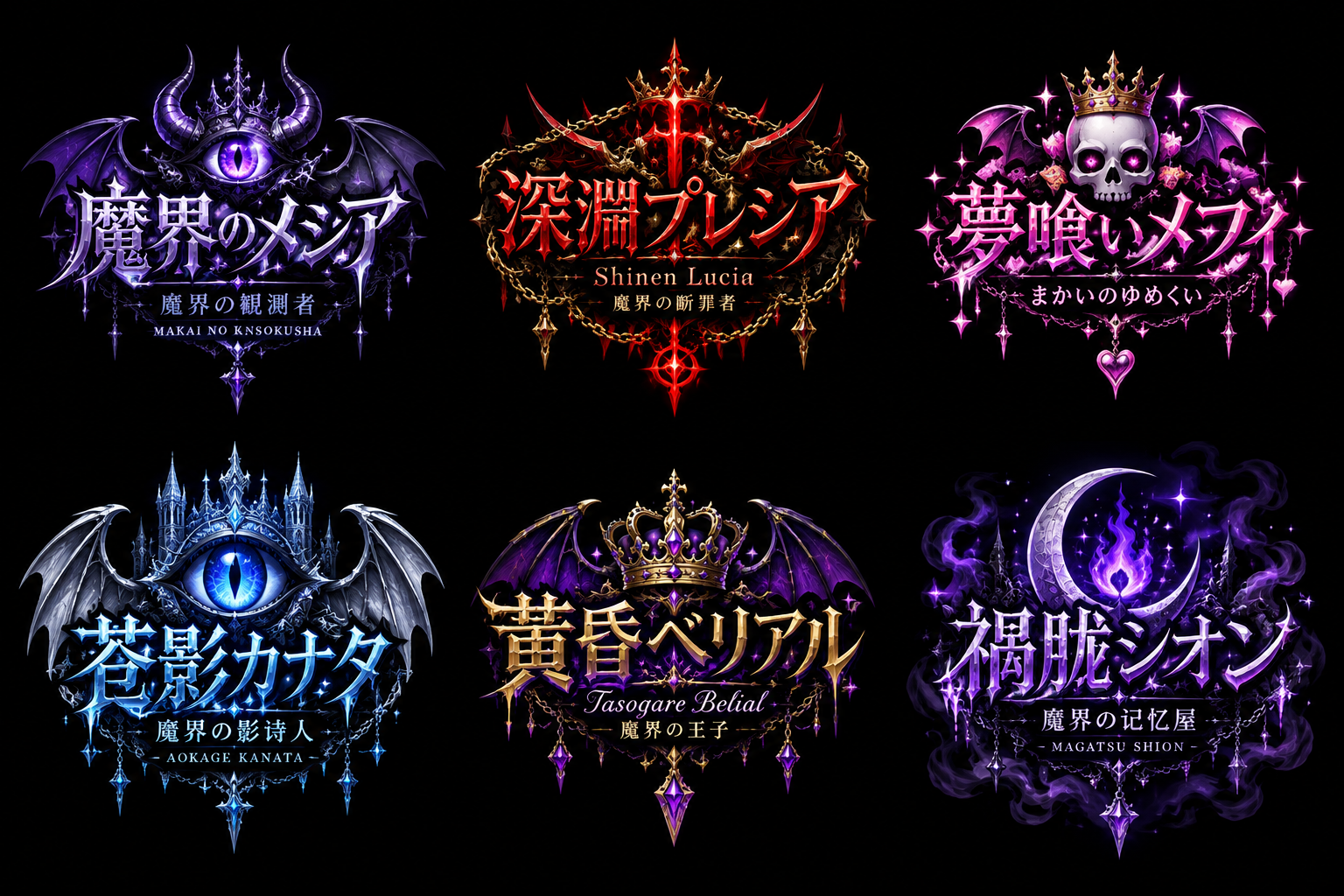 哥特风 VTuber Logo 网格 - 墨图 AI 生成