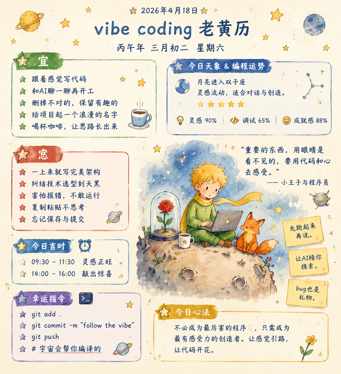 Whimsical Programmer Almanac Infographic - 墨图 AI 生成