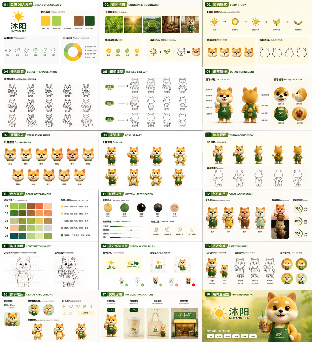 18 面板吉祥物品牌识别文档 - 墨图 AI 生成