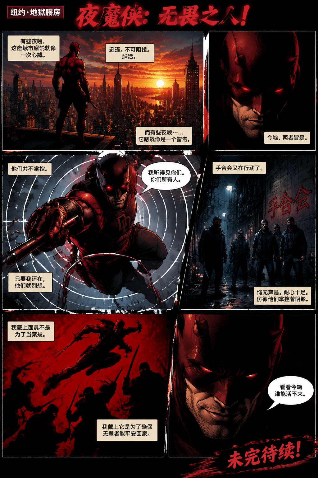 硬核超级英雄漫画页 - 墨图 AI 生成