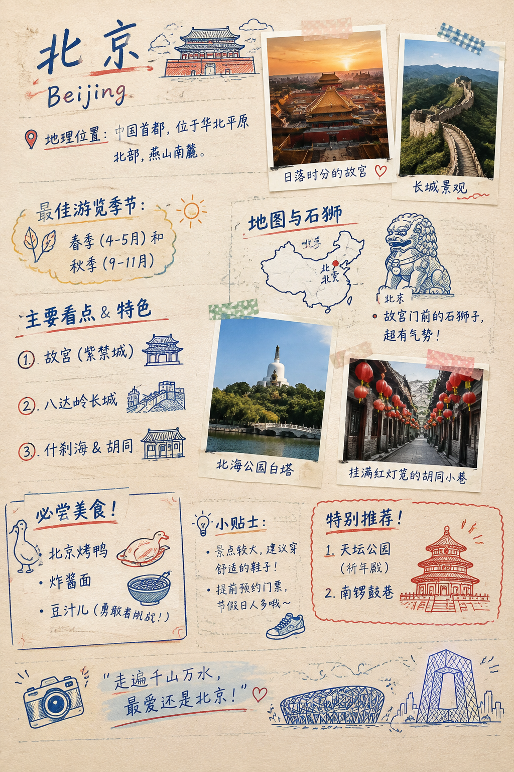 旅行手账风格信息图 - 墨图 AI 生成