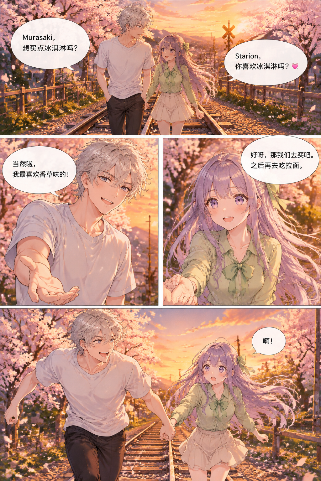 四格动漫浪漫漫画 - 墨图 AI 生成