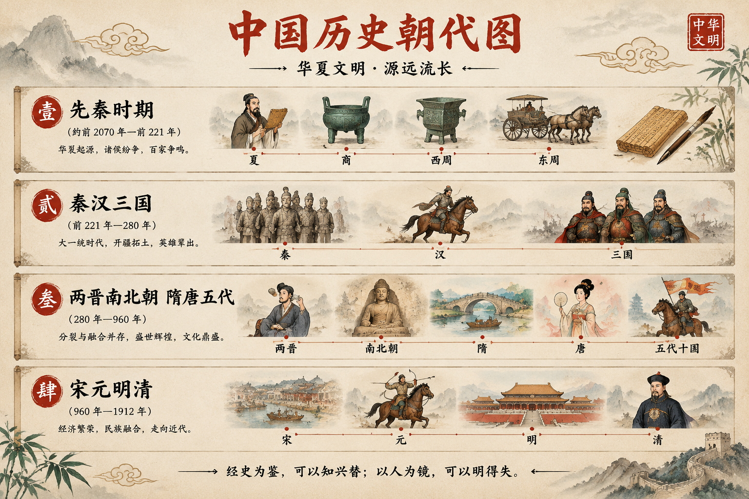 中国历史时间轴信息图 - 墨图 AI 生成