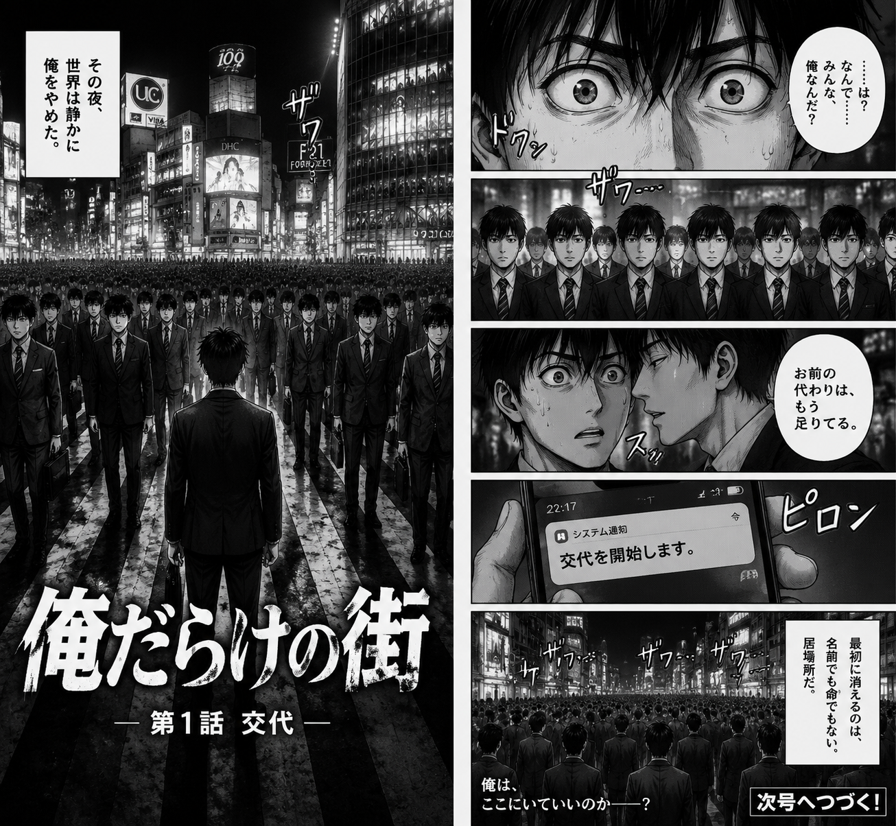 Two-Page Psychological Thriller Manga Spread - 墨图 AI 生成