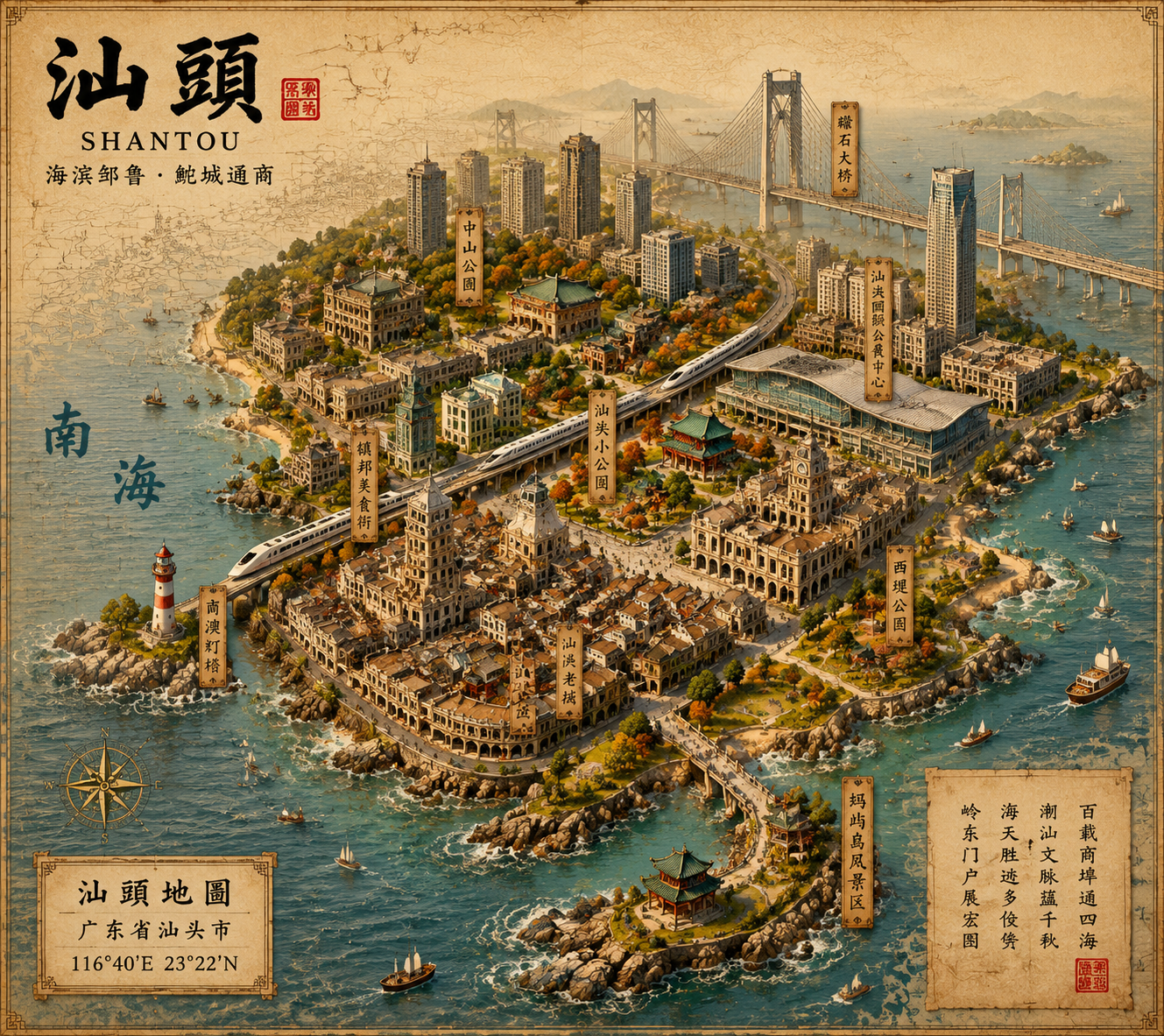 Vintage 3D Miniature City Map - 墨图 AI 生成