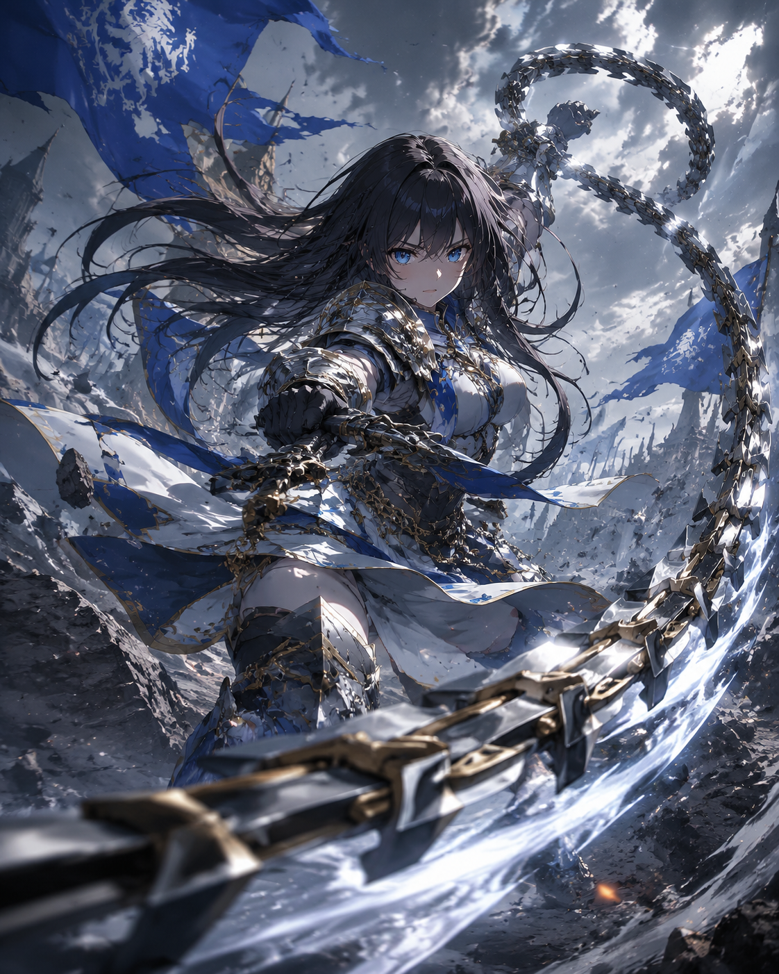 Dynamic Anime Warrior with Whip-Sword - 墨图 AI 生成