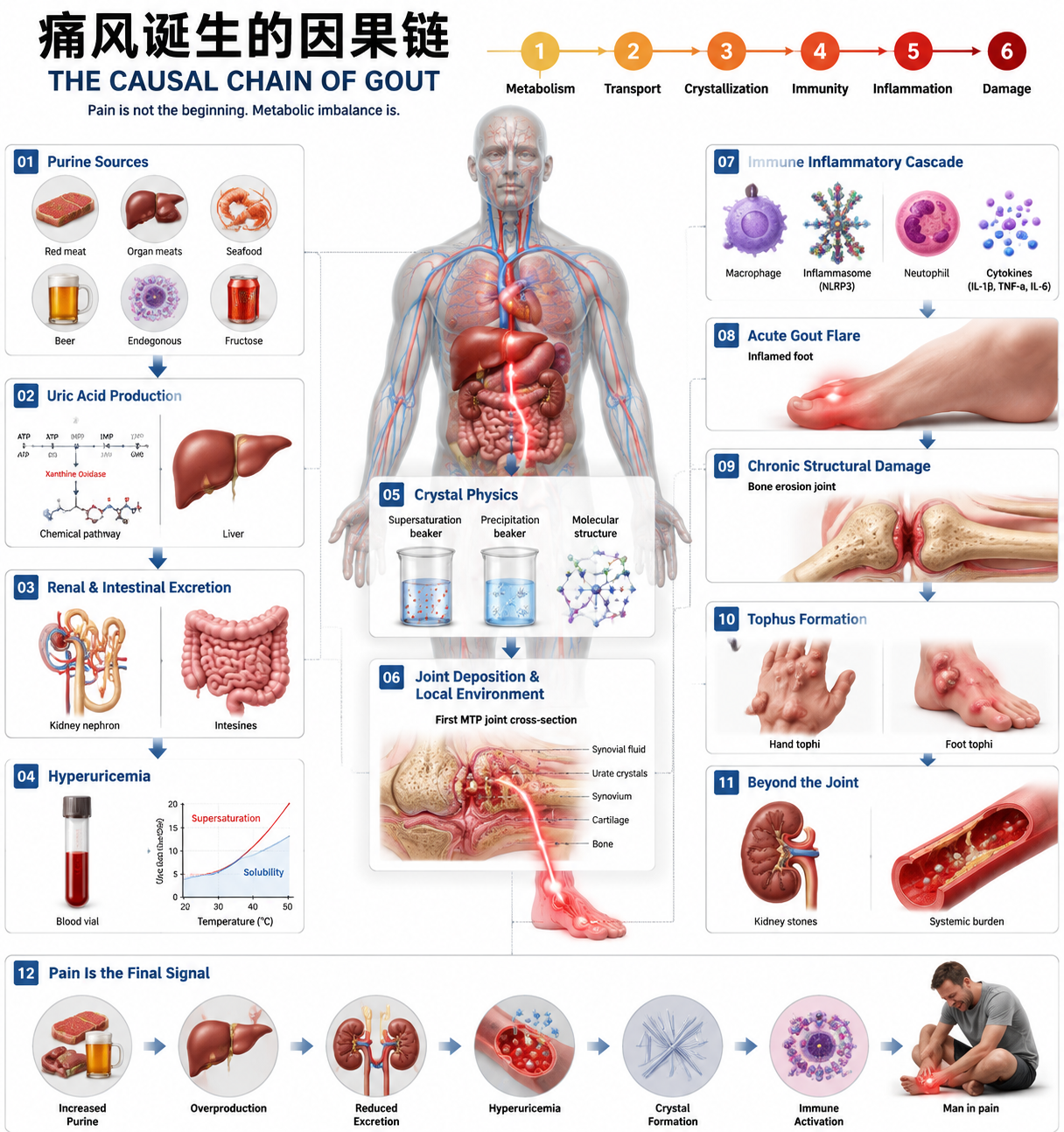 Medical Infographic of Gout Pathology - 墨图 AI 生成