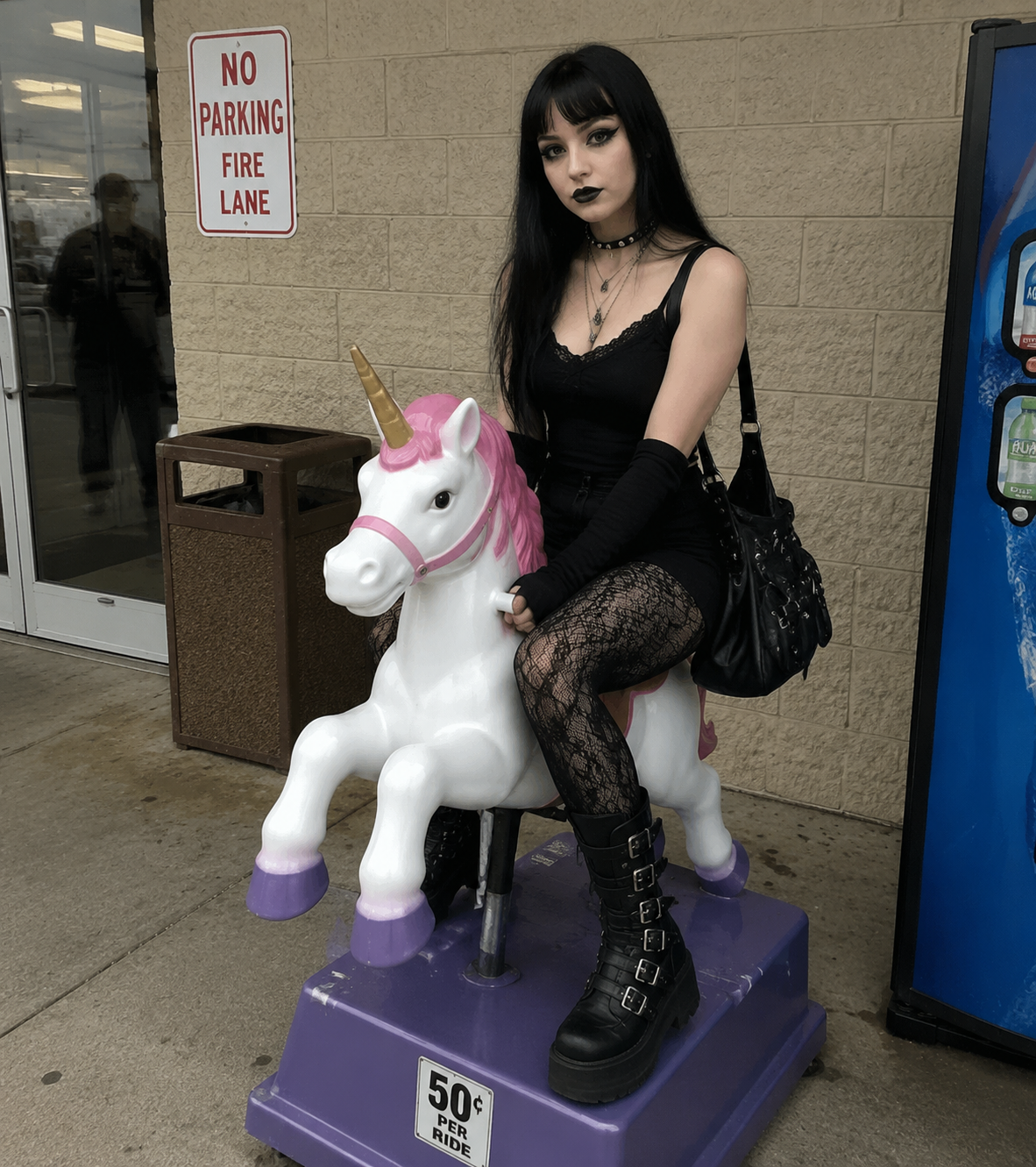 Goth Girl on Unicorn Ride - 墨图 AI 生成