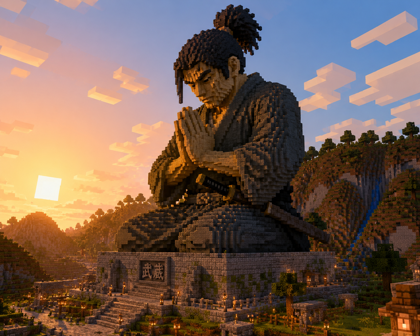 Minecraft Statue of Musashi - 墨图 AI 生成
