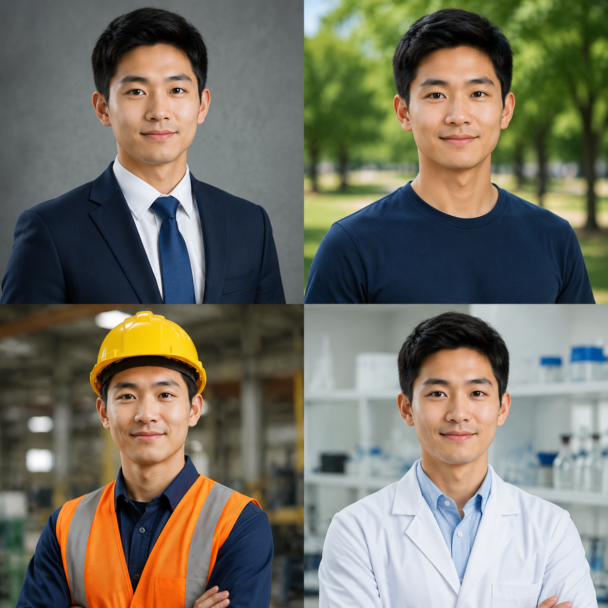 4-Panel Professional Avatar Grid - 墨图 AI 生成