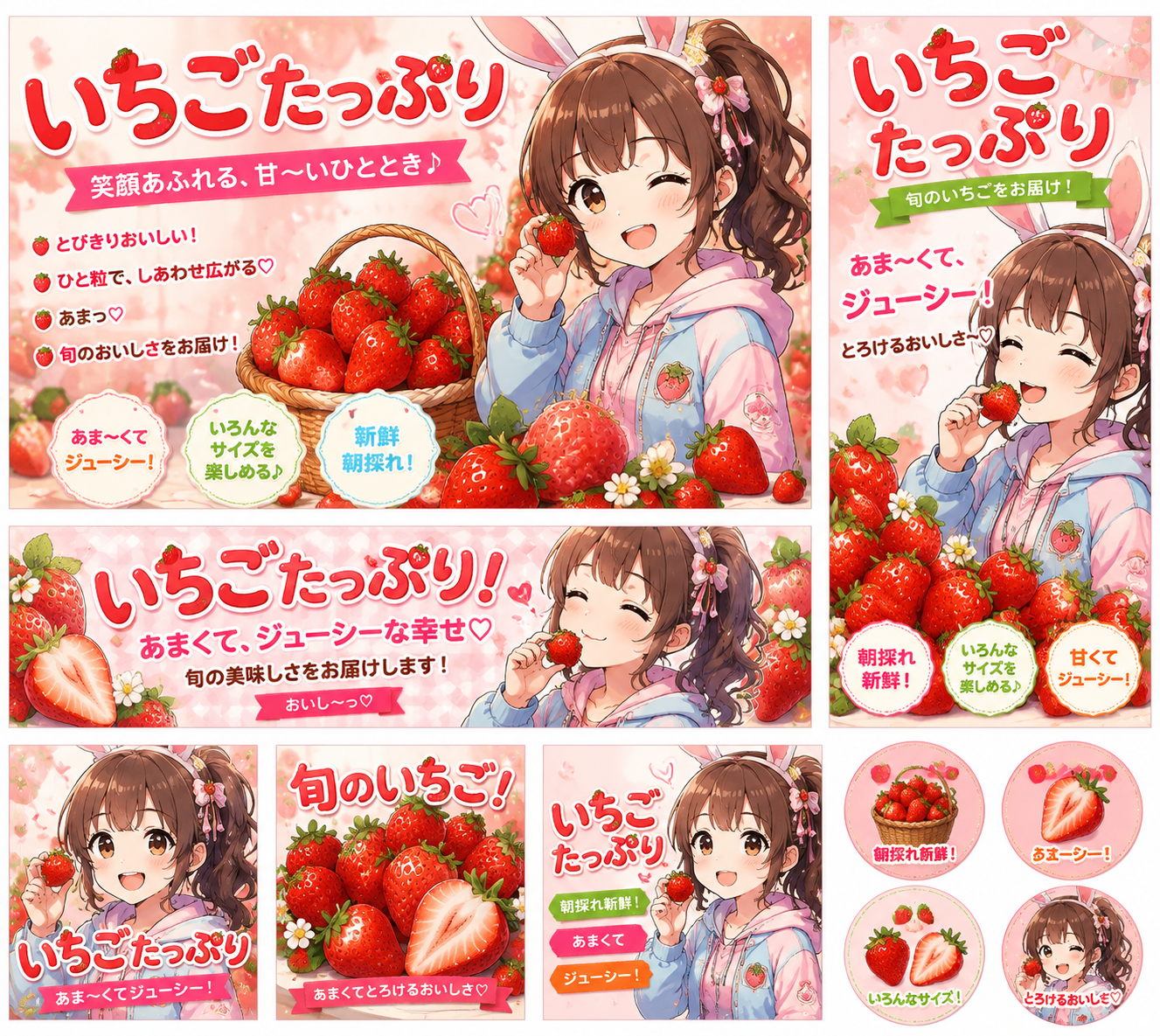 Anime Strawberry Promo Banner Set - 墨图 AI 生成
