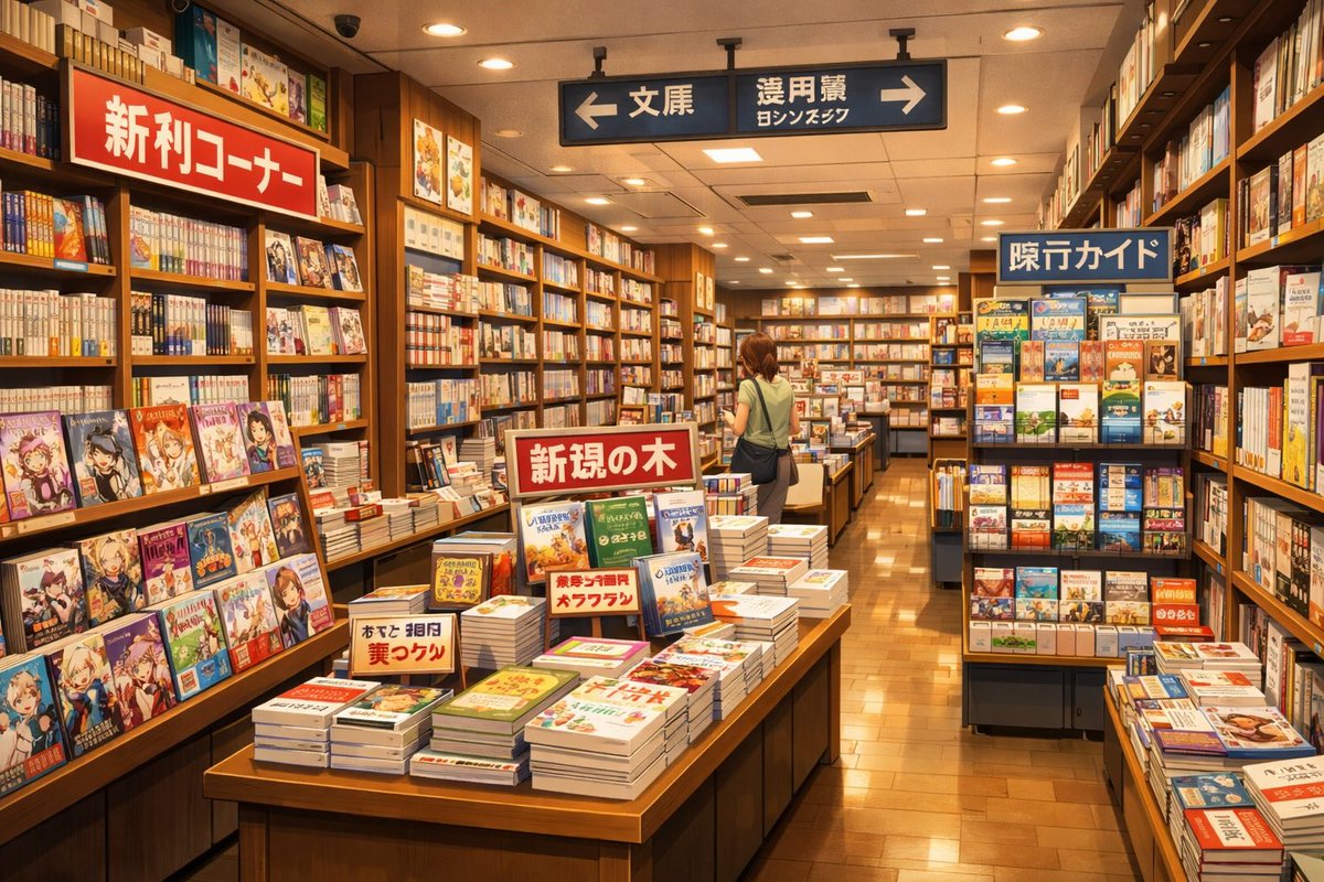 日式书店室内设计 - AI 生成效果图
