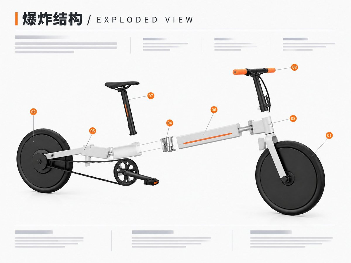 设计展板 · 爆炸结构图(带编号) - AI 生成效果图