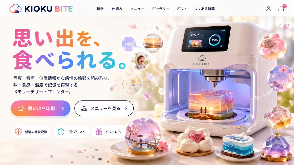 Futuristic 3D Food Printer Landing Page - AI 生成效果图