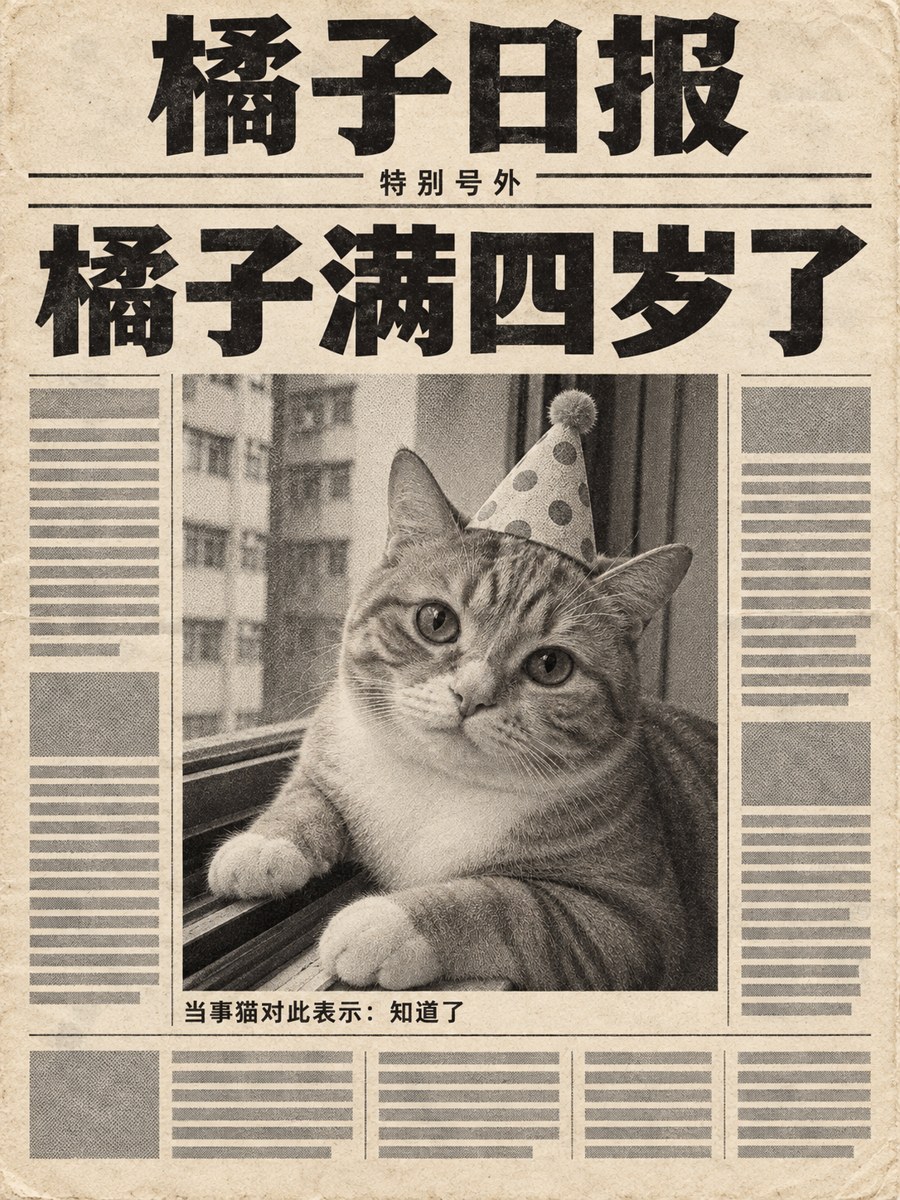 宠物封面 · 生日报纸头版 - AI 生成效果图