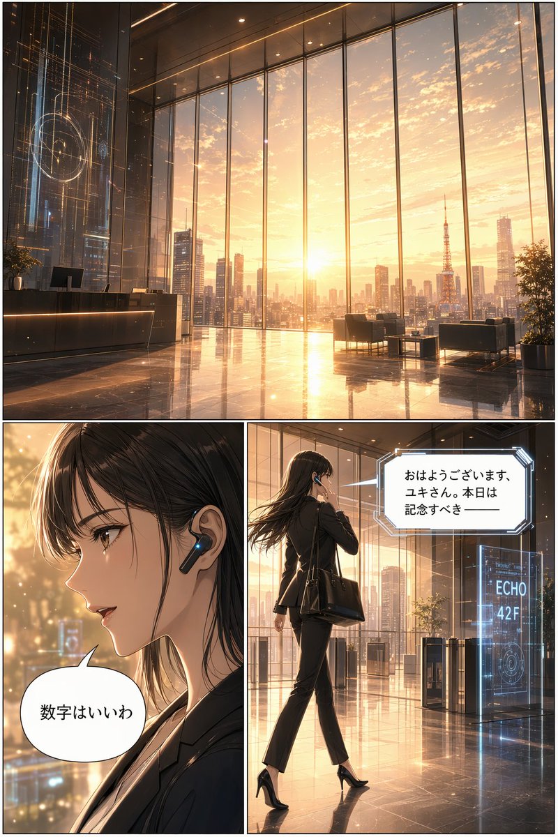 Futuristic Corporate 3-Panel Manga Page - AI 生成效果图