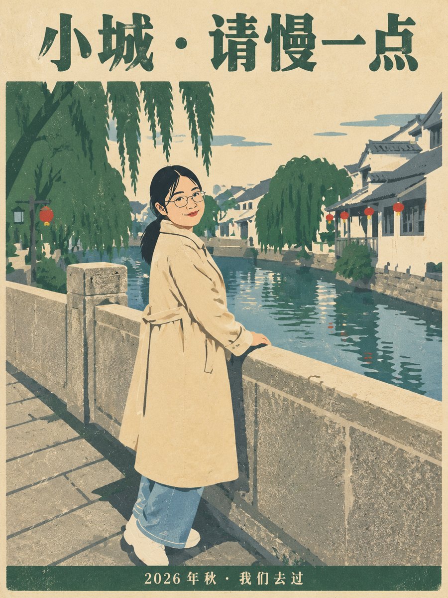 生活海报 · 复古旅行海报 - AI 生成效果图