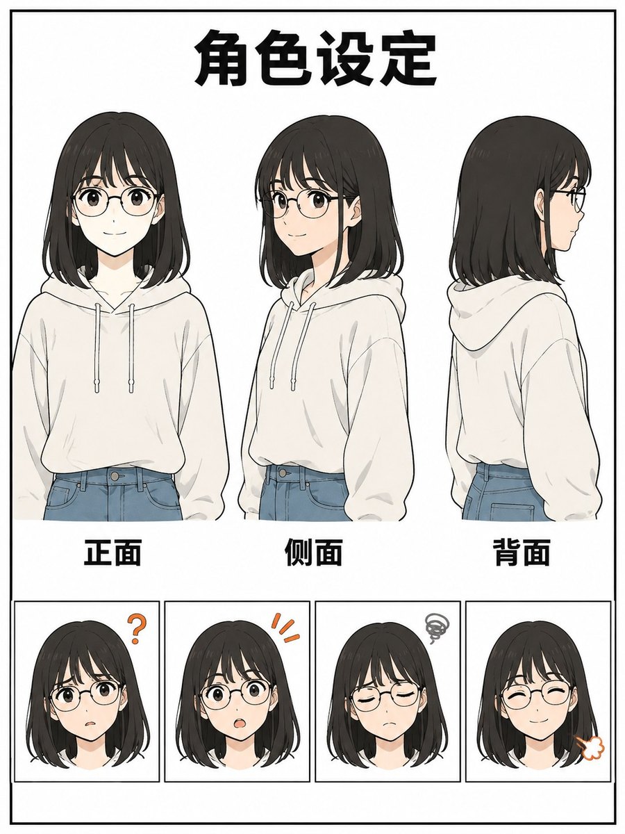 知识漫画 · 角色设定图(先跑这条) - AI 生成效果图