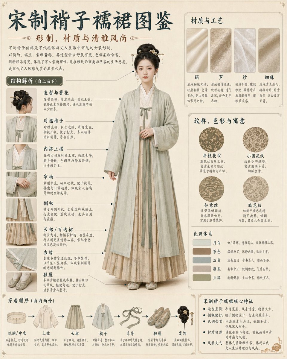 Song Dynasty Hanfu Infographic Guide - AI 生成效果图