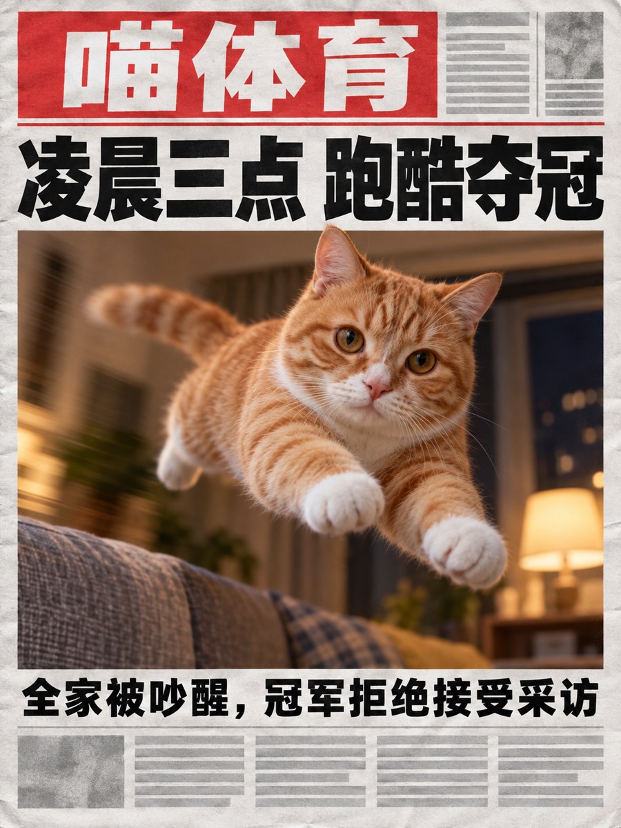 宠物封面 · 体育报头版 - AI 生成效果图