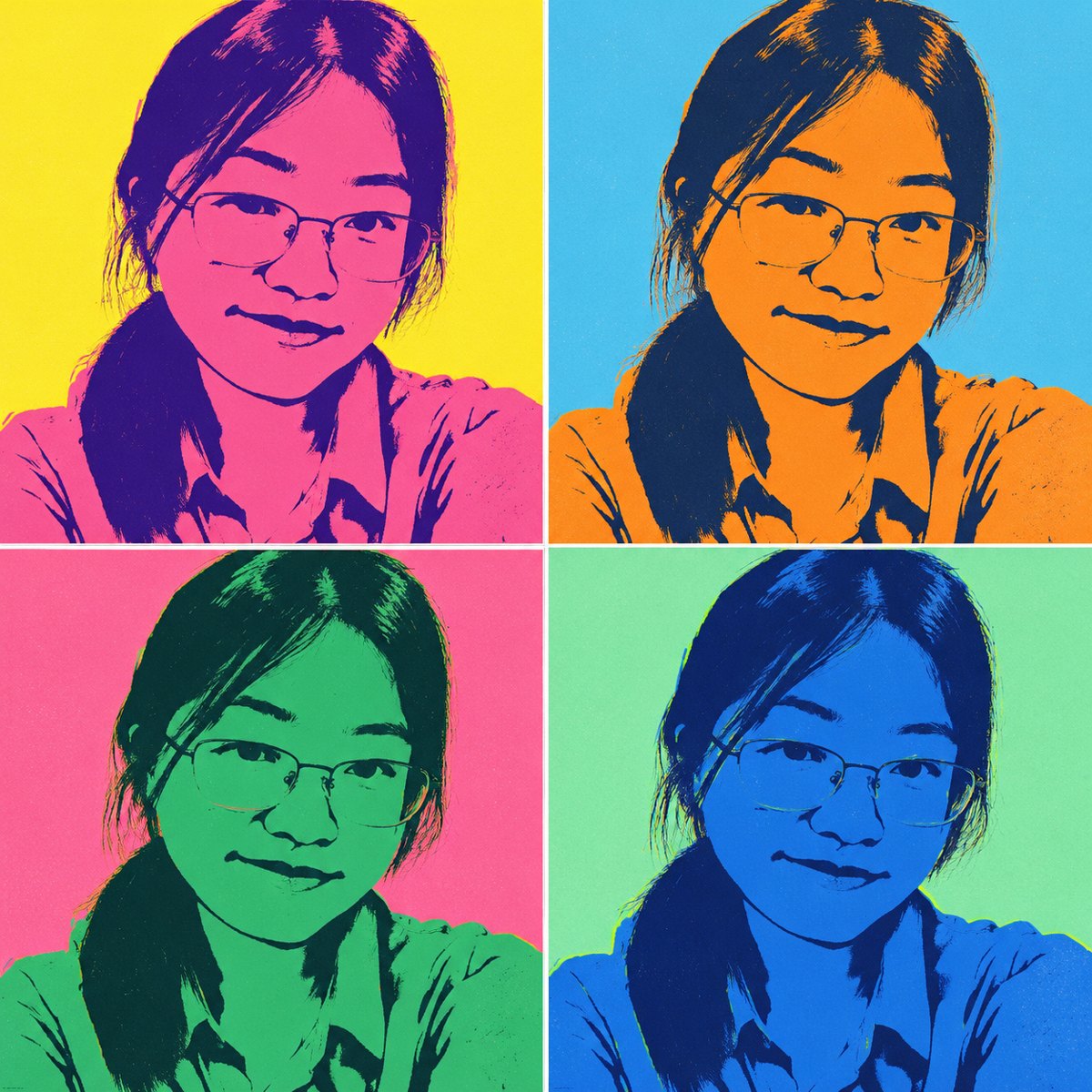 生活海报 · 波普丝网四联头像 - AI 生成效果图