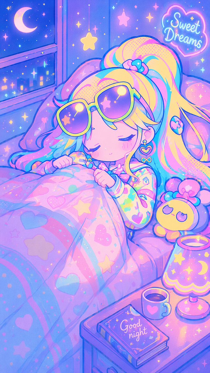 复古动漫风柔和色调睡眠场景 - AI 生成效果图