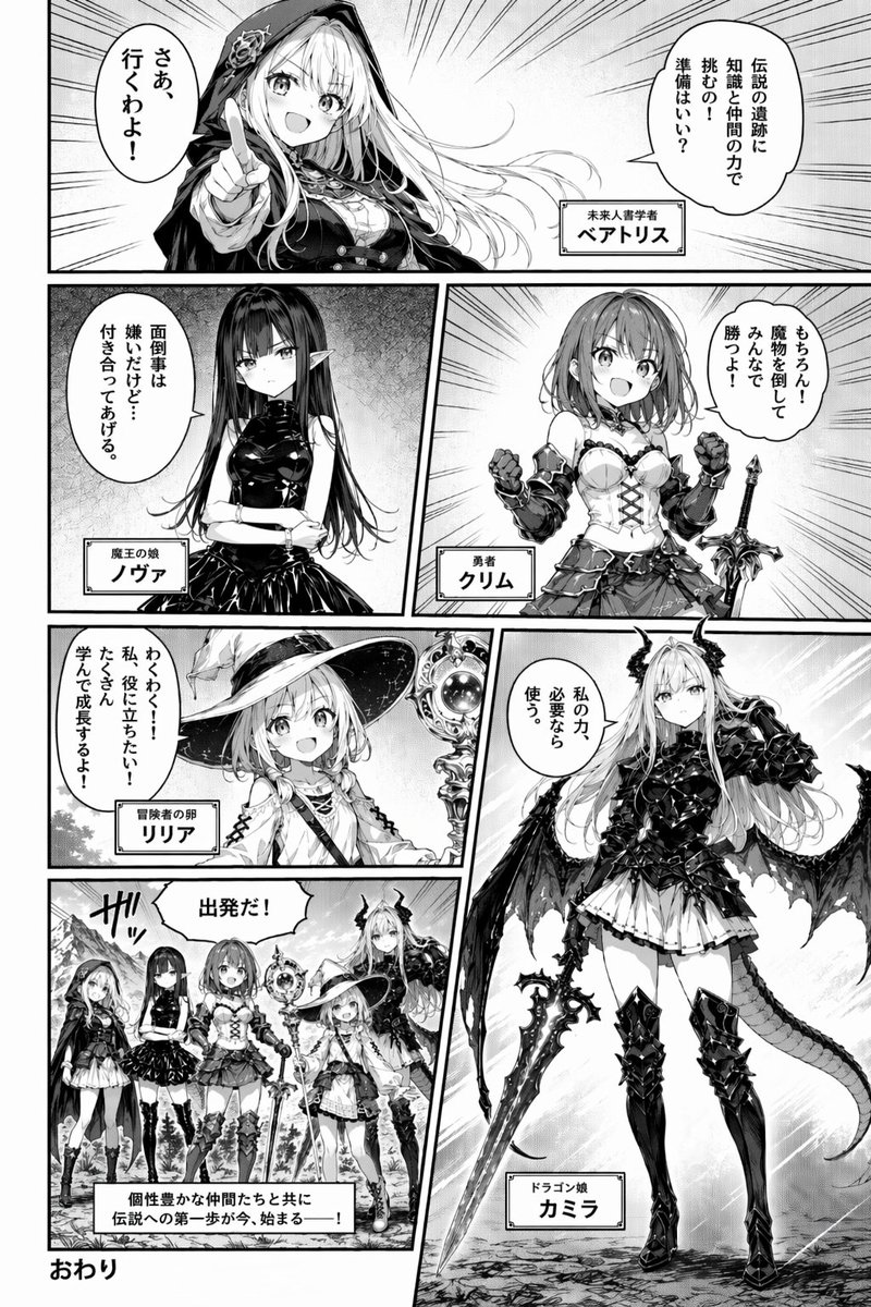 奇幻漫画角色介绍页 - AI 生成效果图