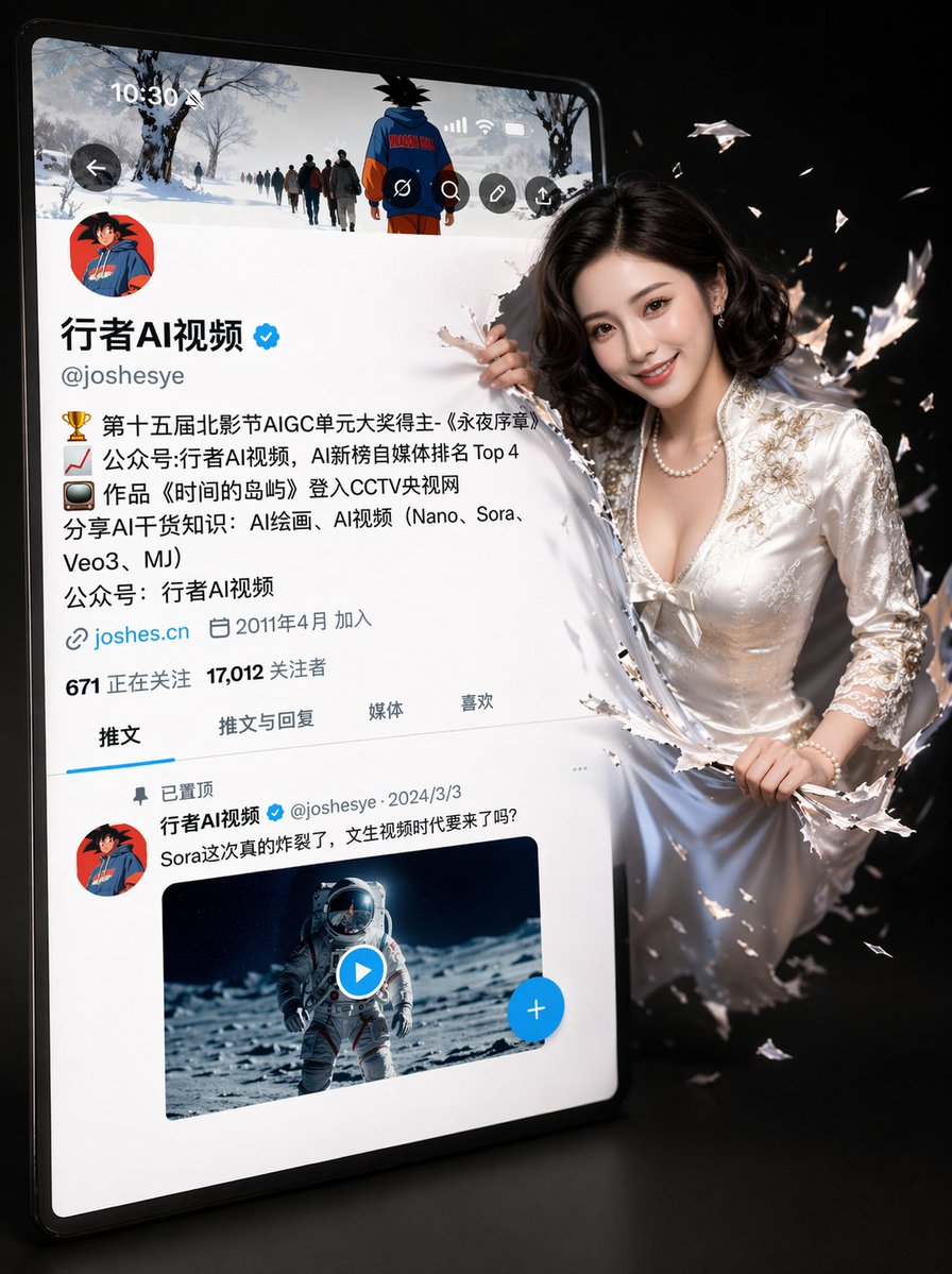 3D 社交媒体个人资料破屏而出 - AI 生成效果图