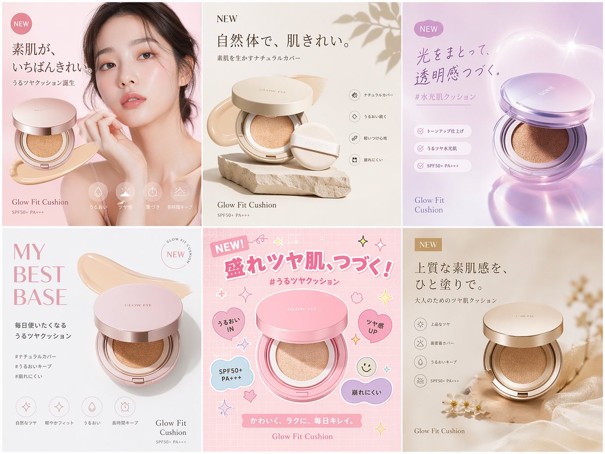 Cosmetic Ad Banner Grid - AI 生成效果图