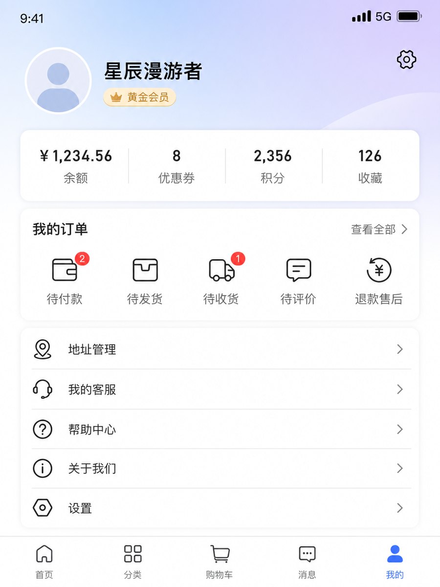 App 个人中心页(列表与图标一致性)