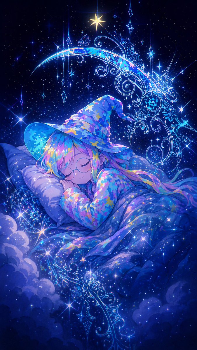 沉睡的动漫星空女巫 - AI 生成效果图