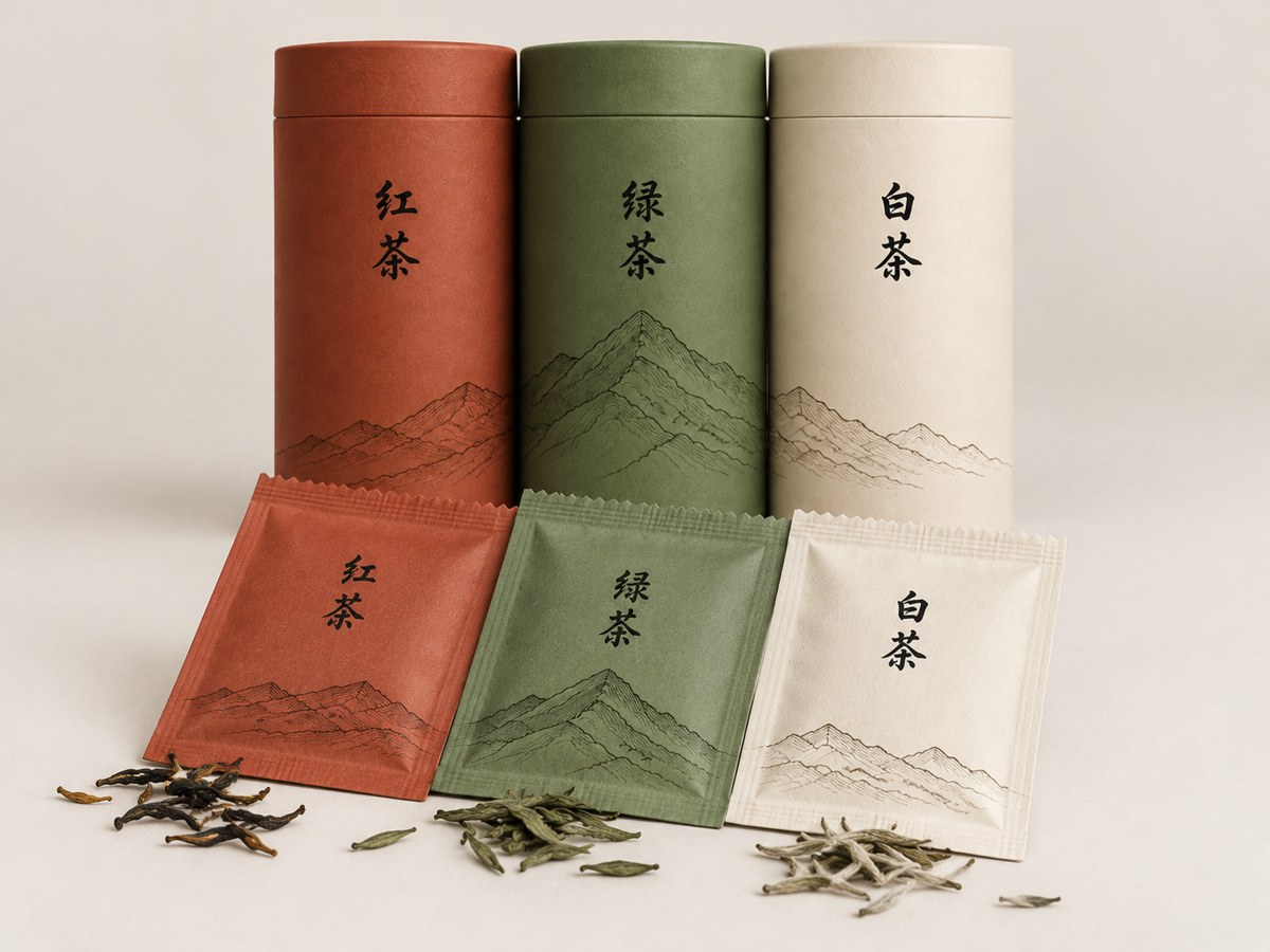 茶叶包装 · 单泡小袋 - AI 生成效果图