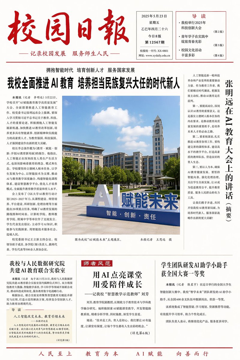 校园教育报纸 - AI 生成效果图