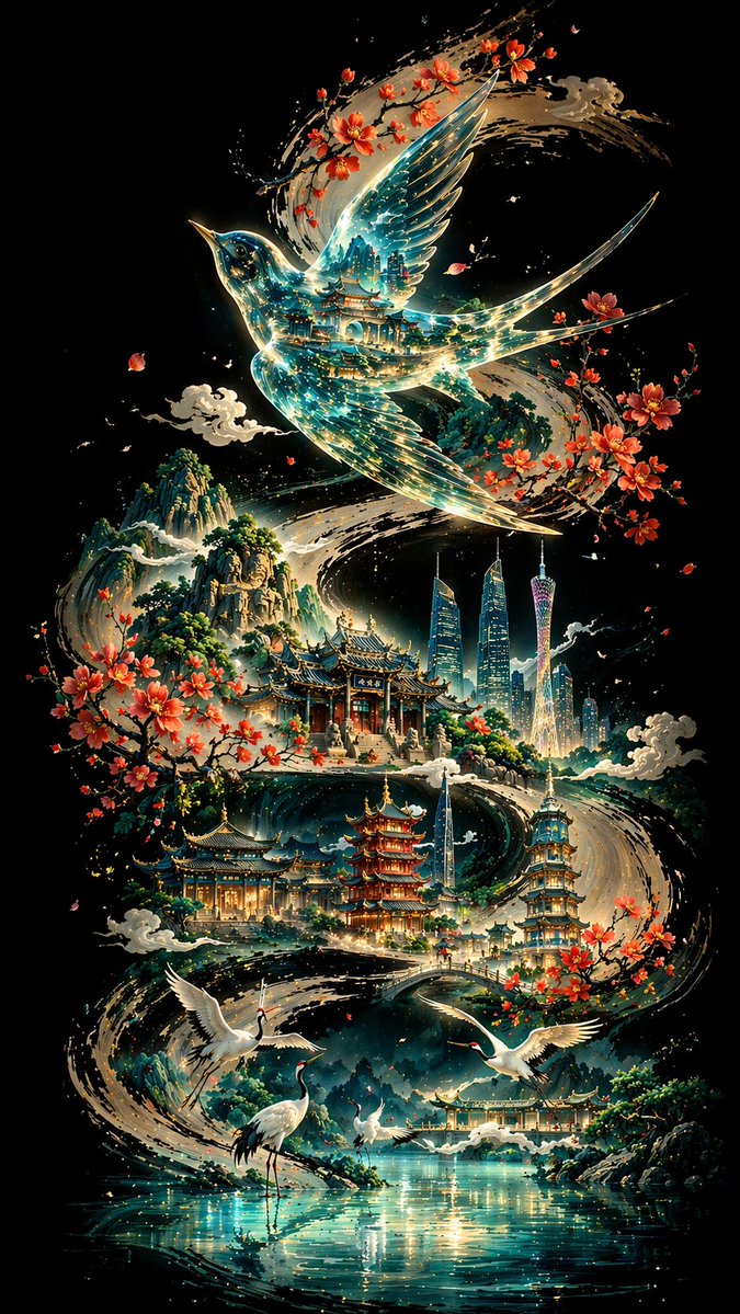 书法城市印象海报 - AI 生成效果图