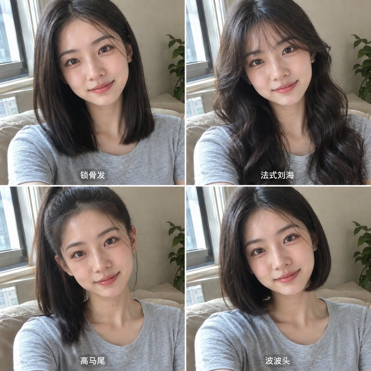 形象报告 · 发型试戴 4 款(剪头发前先看效果) - AI 生成效果图