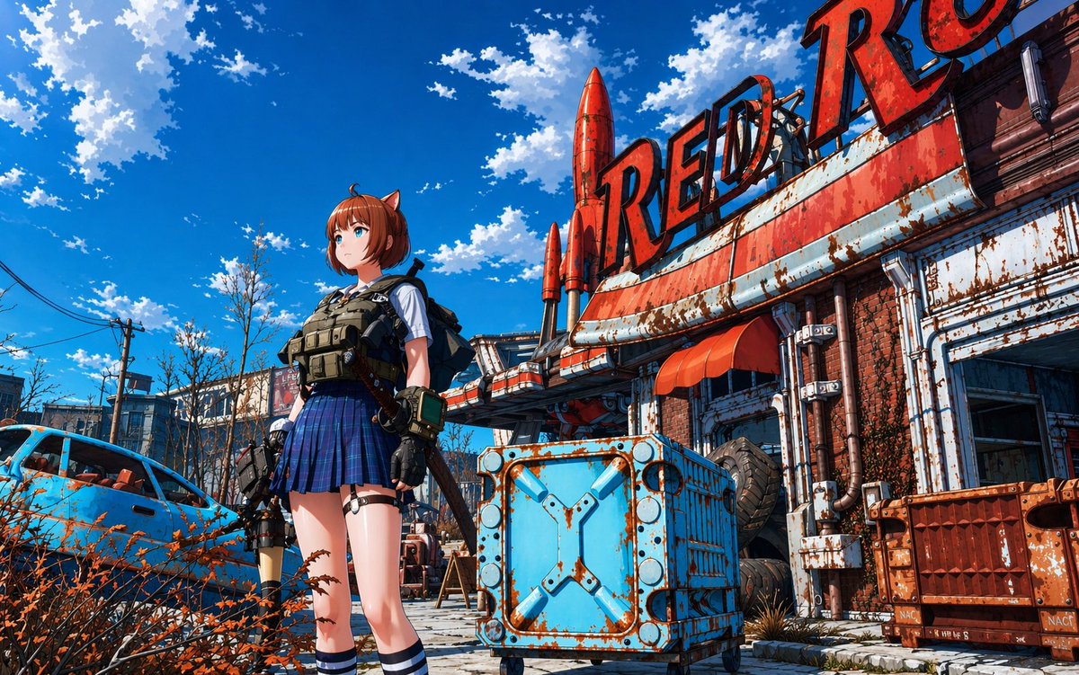 末日废土风战术动漫少女 - AI 生成效果图