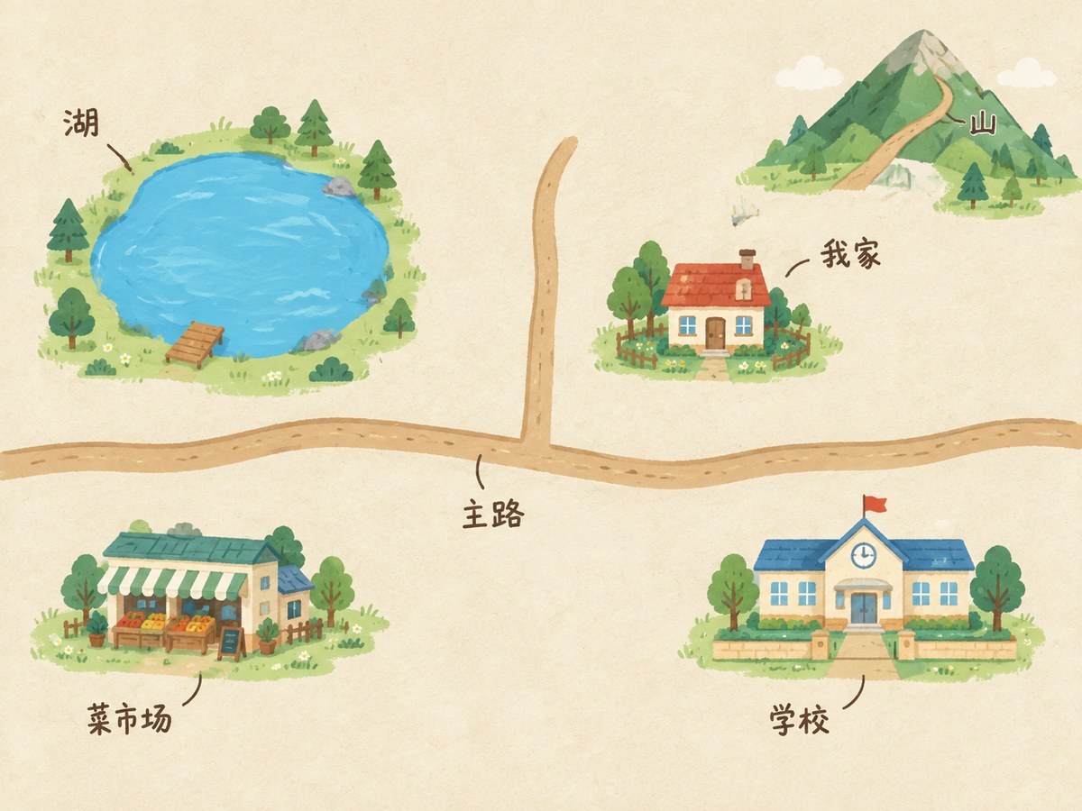 草图变成品 · 地图涂鸦 → 插画地图 - AI 生成效果图