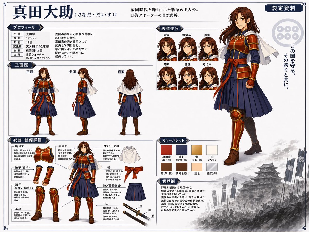 Anime Character Reference Sheet - AI 生成效果图